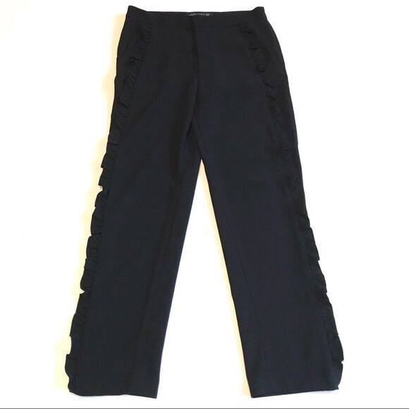 Zara Woman Ruffle Frill Trim Pants Trousers Sz XS - Picture 3 of 12